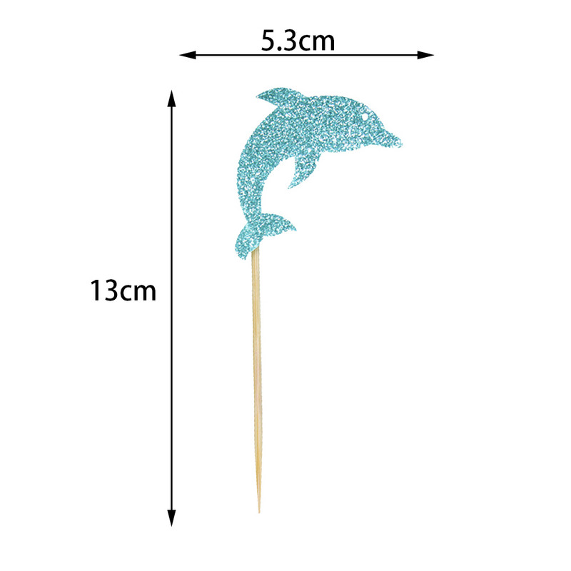 Kék csillogó delfin cupcake topperek Baby Shower Születésnapi Tengeralatt Téma Party Dekorációk Fiú Lány Születésnapi Torta Feltétek