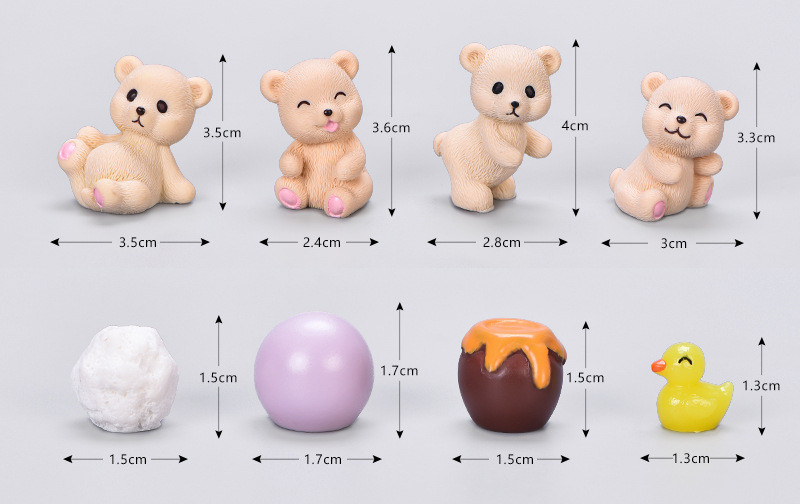 Rajzfilm MINI gyanta szimuláció plüss kis medve baba születésnapi buli desszert torta dekoráció mézes üveg golyó gyereknapi baba