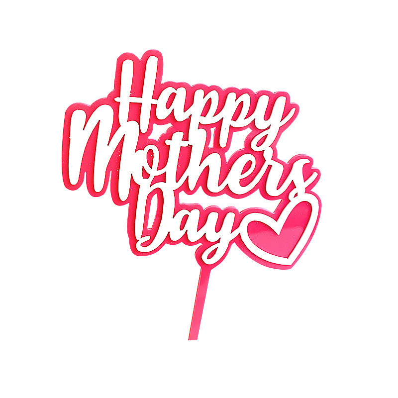 Τριαντάφυλλο Κόκκινο Λευκό Happy Day Mother`s Day Cake Topper Happy Love Cake Διακόσμηση Τούρτας Διακόσμηση πάρτι Προμήθειες ψησίματος για κέικ