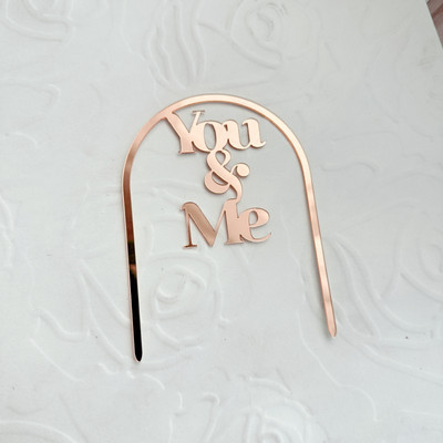 Arany Megkülönböztető You & Me akril Valentin-napi buli tortafedő Házasságra házasodj meg eljegyzési party tortadísz