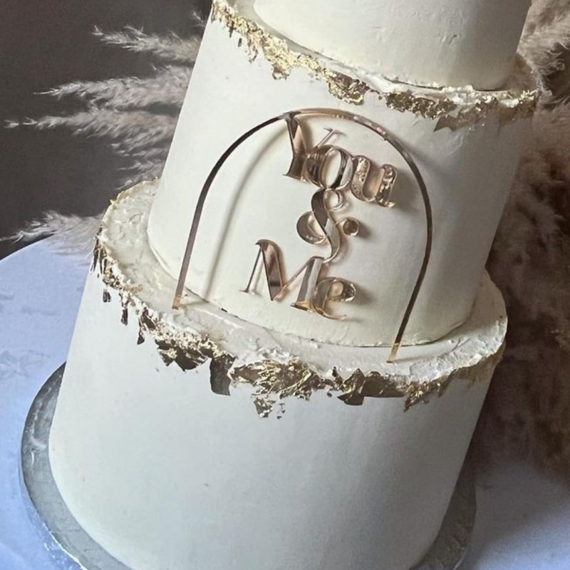 Arany Megkülönböztető You & Me akril Valentin-napi buli tortafedő Házasságra házasodj meg eljegyzési party tortadísz