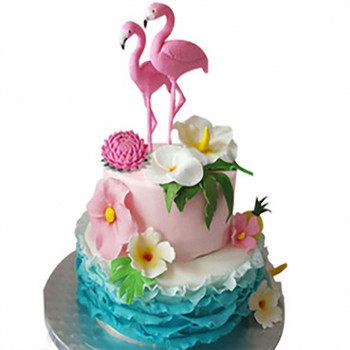 Tropic Flamingo Cake Topper Decoration Cute Flamingo Party Kids Birthday Decor Gifts Hawaii Hawaiian Wedding Party Decoration