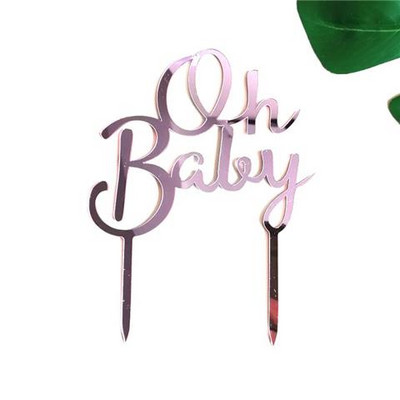 Jauns Oh Baby akrila kūkas virsmašīna Zelta kūkas virsma bērniem Baby Birthday Party kūku rotājumi Piederumi bērnu dušas