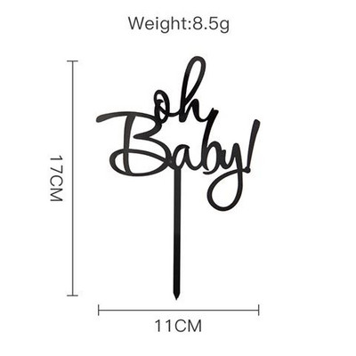 Jauns Oh Baby akrila kūkas virsmašīna Zelta kūkas virsma bērniem Baby Birthday Party kūku rotājumi Piederumi bērnu dušas