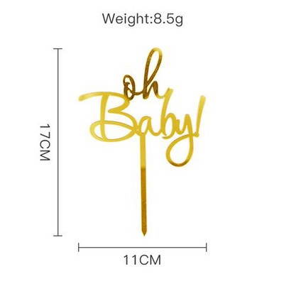 Jauns Oh Baby akrila kūkas virsmašīna Zelta kūkas virsma bērniem Baby Birthday Party kūku rotājumi Piederumi bērnu dušas