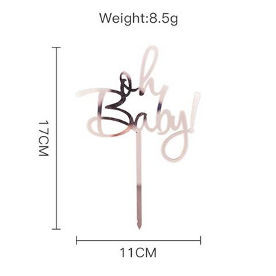 Jauns Oh Baby akrila kūkas virsmašīna Zelta kūkas virsma bērniem Baby Birthday Party kūku rotājumi Piederumi bērnu dušas