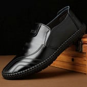 Divat Férfi Ruha Bőr Cipők Slip On Loafers Vezetőcipők Férfi Alkalmi Oxford Cipők Lapos puha alkalmi cipők LK-61