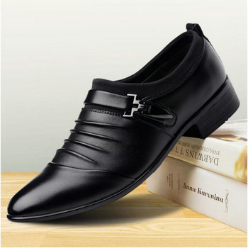 Голям размер лятна мода Възрастни мъже от изкуствена кожа Дишащи обувки сватбена бизнес рокля татко Работни обувки с остри пръсти RA-03