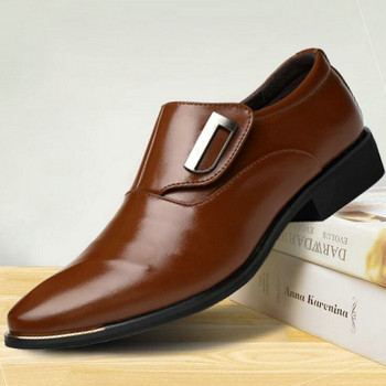 Големи размери модни зрели мъжки меки кожени обувки обувки с равни обувки сватбена бизнес рокля на татко обувки с остри пръсти RA-07