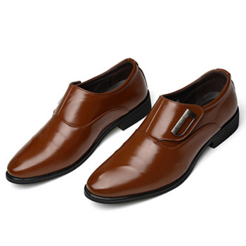 Големи размери модни зрели мъжки меки кожени обувки обувки с равни обувки сватбена бизнес рокля на татко обувки с остри пръсти RA-07