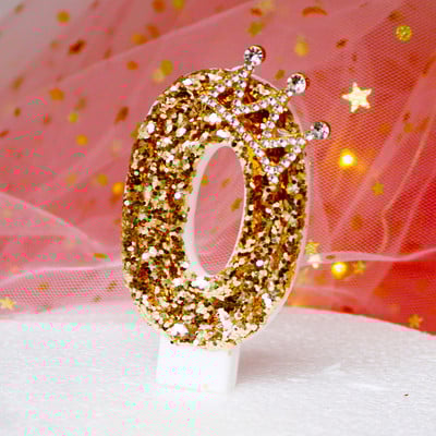 Κεριά 1 τεμ. Αριθμός πάρτι γενεθλίων Glitter Gold Pink Crown κερί για Παιδιά Κορίτσια Αγόρια Τούρτα Τούρτα Ένθετο Διακοσμητικά 3 στυλ