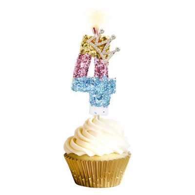 Κεριά 1 τεμ. Αριθμός πάρτι γενεθλίων Glitter Gold Pink Crown κερί για Παιδιά Κορίτσια Αγόρια Τούρτα Τούρτα Ένθετο Διακοσμητικά 3 στυλ