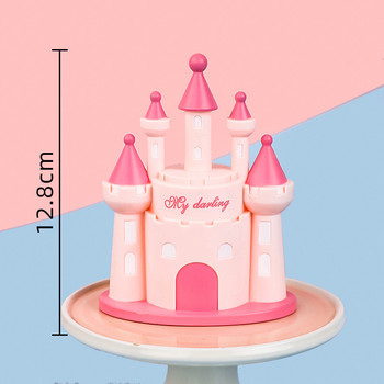 Princess Castle Честит рожден ден Декорация Домашна вечеря Печене Cupcake Cake Topper Знамена за торта Събитие Парти консумативи Любовен подарък