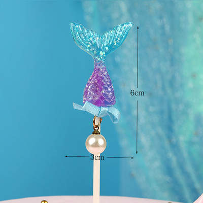 Kék bálna fiú lány születésnapi torta felső pár esküvői buli desszert cupcake flitteres sellő farok kagyló sütési kellékek Decorati