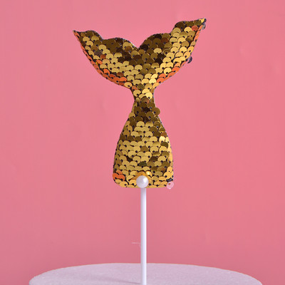 Kék bálna fiú lány születésnapi torta felső pár esküvői buli desszert cupcake flitteres sellő farok kagyló sütési kellékek Decorati