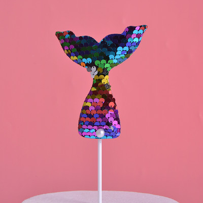 Kék bálna fiú lány születésnapi torta felső pár esküvői buli desszert cupcake flitteres sellő farok kagyló sütési kellékek Decorati