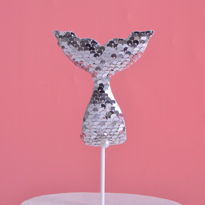 Kék bálna fiú lány születésnapi torta felső pár esküvői buli desszert cupcake flitteres sellő farok kagyló sütési kellékek Decorati