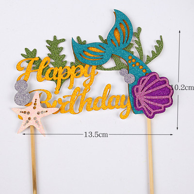 Kék bálna fiú lány születésnapi torta felső pár esküvői buli desszert cupcake flitteres sellő farok kagyló sütési kellékek Decorati