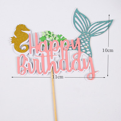 Kék bálna fiú lány születésnapi torta felső pár esküvői buli desszert cupcake flitteres sellő farok kagyló sütési kellékek Decorati