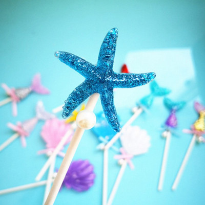 Kék bálna fiú lány születésnapi torta felső pár esküvői buli desszert cupcake flitteres sellő farok kagyló sütési kellékek Decorati