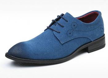 Мъжки офис обувки Велурени кожени ретро издълбани обувки Оксфорд ГОЛЯМ размер 38-48 Обувки с остър връх Бизнес официални обувки 559
