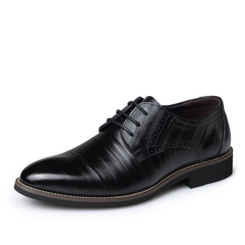 Мъжки обувки от телешка кожа Модни модерни обувки Единични обувки с остър връх Бизнес мъжки обувки Големи размери Кожени обувки