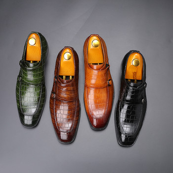 Yomior Официален нов стил Мъжки обувки С квадратни пръсти Официална рокля Кожени обувки Италиански мокасини Парти Сватбени Висококачествени обувки Brogue