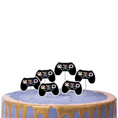 24 bucăți joc pe temă pentru petrecere de aniversare decorațiuni pentru tort Gamepad cupcake toppers steag copii aniversare petrecere baby shower băieți favoruri