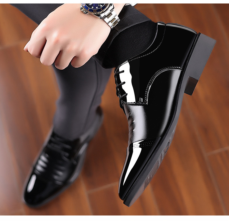 Vīriešu formālas ādas apavi no PU elpojošas vienkrāsainas, neslīdošas un ūdensizturīgas ikdienas