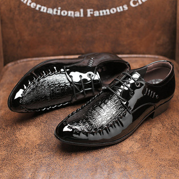Костюм Обувки Мъжки официални италиански модни офис обувки Мъжки рокли Лачени бизнес обувки Мъжки класически Zap