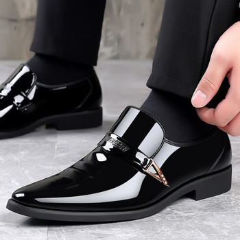 Мъжки кожени обувки с приплъзване Модни мъжки кожени официални мъжки обувки Обувки с остри пръсти за мъже