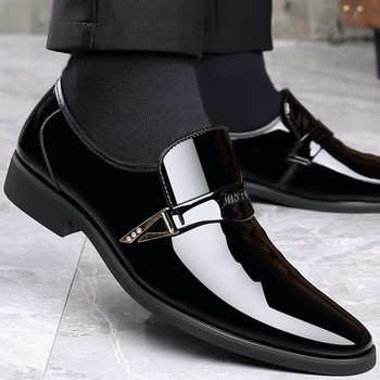 Мъжки кожени обувки с приплъзване Модни мъжки кожени официални мъжки обувки Обувки с остри пръсти за мъже