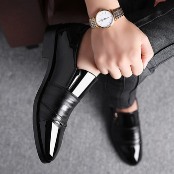 Черни лачени обувки Официални мъжки обувки Сватбени обувки за мъже Елегантни бизнес ежедневни обувки
