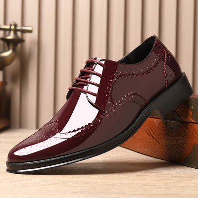 Vīriešu klasiskās Retro Brogue kurpes Vīriešu šņorējamas ādas kleitas biznesa biroja dzīvokļi Vīriešu kāzu ballīte Oxfords Izmēri 38-47