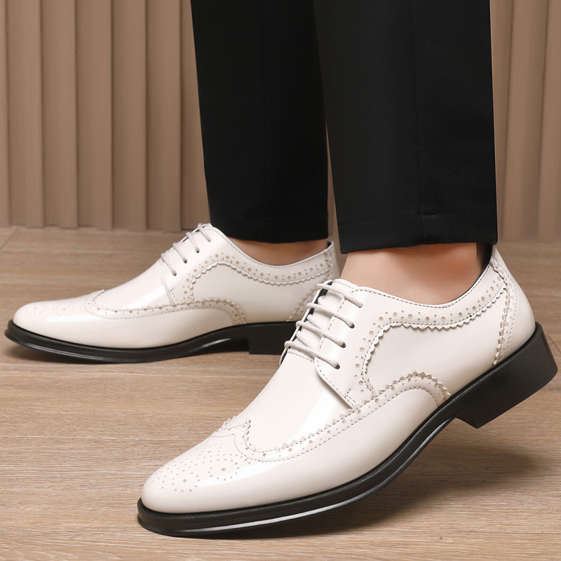 Vīriešu klasiskās Retro Brogue kurpes Vīriešu šņorējamas ādas kleitas biznesa biroja dzīvokļi Vīriešu kāzu ballīte Oxfords Izmēri 38-47