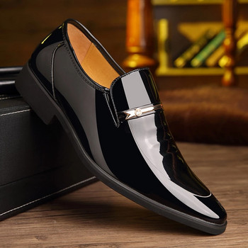 Мъжки кожени лаконични обувки Мъжка бизнес рокля Заострени черни обувки Официални сватбени базови обувки Sapato Social Masculino мокасини