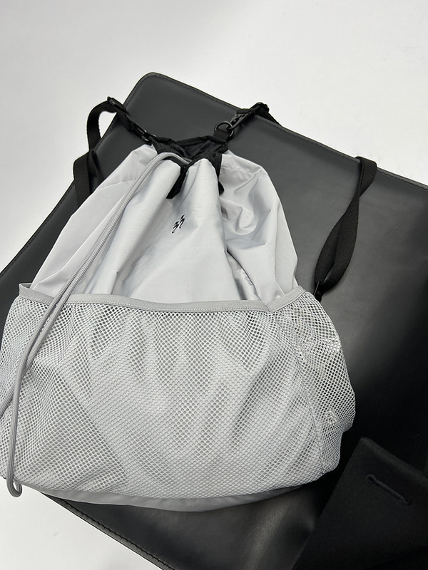 CTRLLOCK Techwear Normcore pelēka neilona viegla, liela ietilpības tīkla mugursoma sievietēm ar aukliņu kabatas skolas soma