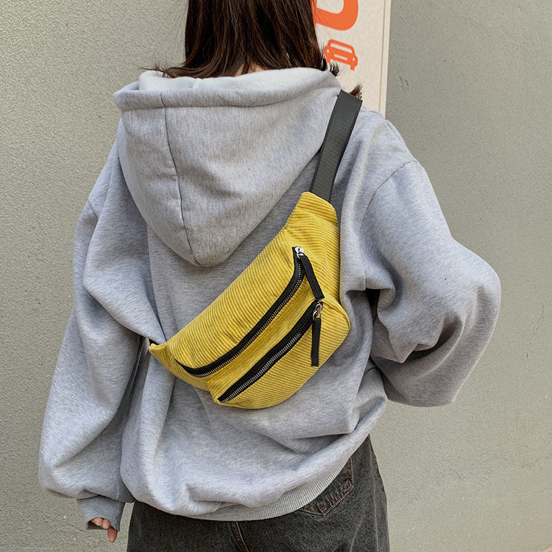 Corduroy deréktáska tervező cipzáras melltáska Sport utazó lány derék övtáskák divatos telefon deréktáska nőknek