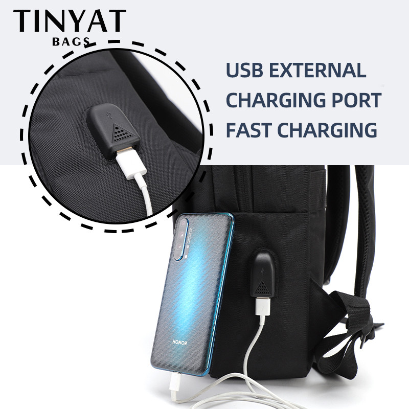 TINYAT Muški ruksaci za prijenosna računala od 15,6 inča Vodootporna torba na rame za poslovna putovanja za tinejdžere Lagani školski ruksak velikog kapaciteta