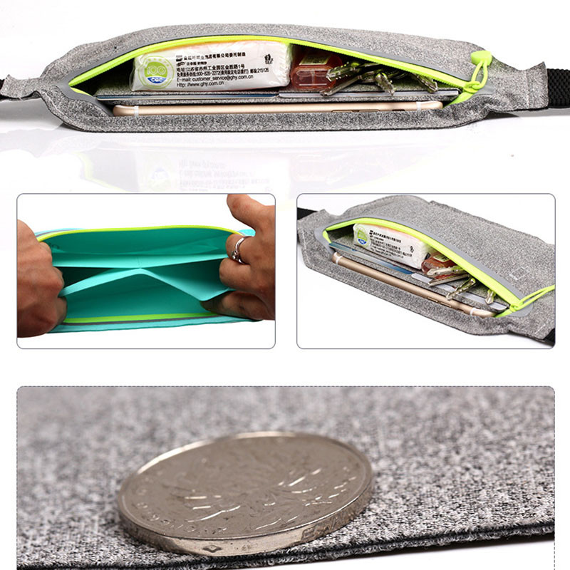 Geantă ascunsă pentru talie, telefon sport, geantă pentru bărbați, ultra-subțire, impermeabilă.