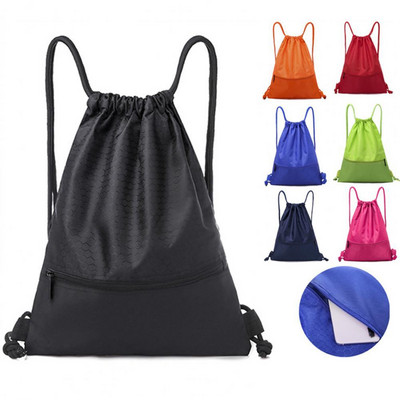 Large Capacity Backpack Nylon Waterproof Zipper Drawstring Backpack Outdoor Sport Fitness Storage Bag Thick Rope Polyester Bag