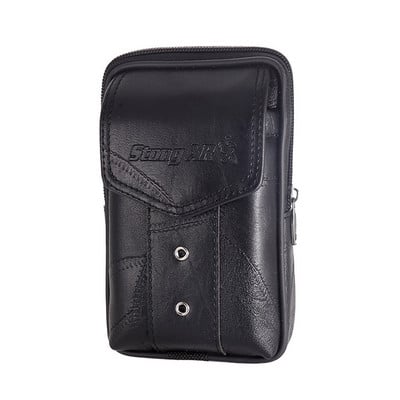 Pachete de talie din piele naturală Bărbați Textură clasică Design delicat creativ Călătorii ocazional Geantă pentru curea pentru telefon Buzunar