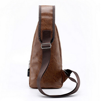 Мъжка чанта за гърди Чанти за през рамо с USB зареждане Чанта за през рамо от изкуствена кожа Диагонален пакет Гръбна чанта Пътуване на открито Чантичка за пратки