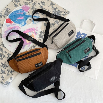 Fanny Pack Geantă din velur din velur Genți de piept cu fermoar Geantă pentru telefon de călătorie pentru fete, femei, doamne