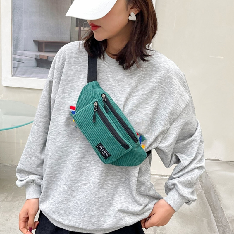 Fanny Pack Geantă din velur din velur Genți de piept cu fermoar Geantă pentru telefon de călătorie pentru fete, femei, doamne