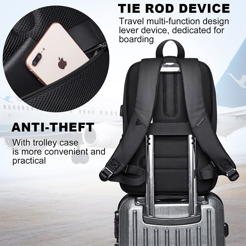 BANGE Rucsac pentru laptop de 15,6 inchi de capacitate mare Geantă de școală de zi cu zi durabilă Port de încărcare USB multifuncțional Rezistent la apă