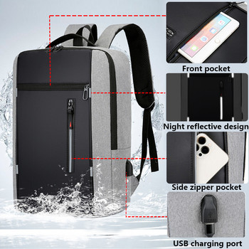 Мъжка стилна раница Ученическа раница с USB зареждане 15,6-инчова раница за лаптоп Мъжка чанта за книги Чанти Водоустойчива мъжка раница