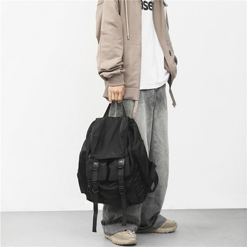 Едноцветни черни мъжки раници Готини мъжки раници в стил Streetwear Harajuku Ученически чанти с голям капацитет Водоустойчиви найлонови чанти за мъже