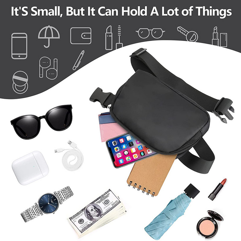 Mini moteriškas juosmens krepšys su reguliuojamu dirželiu bėgimui, kelionėms, važinėjimui dviračiu lauke, apsipirkimui, madingas vandeniui atsparus juosmens paketas