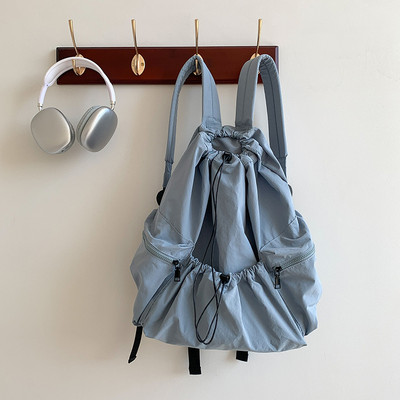 Rucsac de modă pentru călătorii pentru femei Hylhexyr Rucsac simplu cu șnur pentru petrecere a timpului liber pentru studenți Rucsacuri ușoare din nailon de culoare solidă